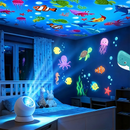 (Ce14)LED Starry Ocean Projector Light Ocean Rotating Dynamic Projection Night Light USB Plug-in Ambient Lamp Decorative
