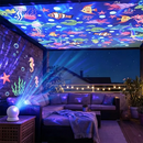 (Ce14)LED Starry Ocean Projector Light Ocean Rotating Dynamic Projection Night Light USB Plug-in Ambient Lamp Decorative