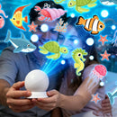 (Ce14)LED Starry Ocean Projector Light Ocean Rotating Dynamic Projection Night Light USB Plug-in Ambient Lamp Decorative